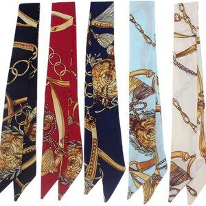 5pcs Imitated Silk Scarves Bag Handle Wrap Hair Neck Head Fashion Gifts